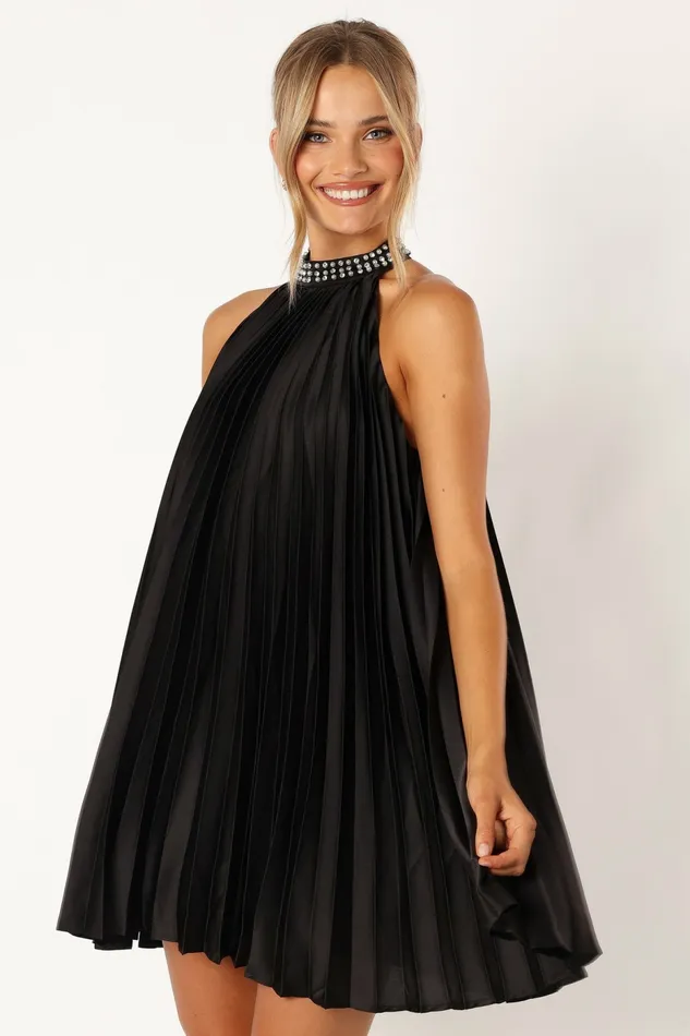 Petal and Pup Lizzy Halterneck Mini Dress Black Women Event Dresses