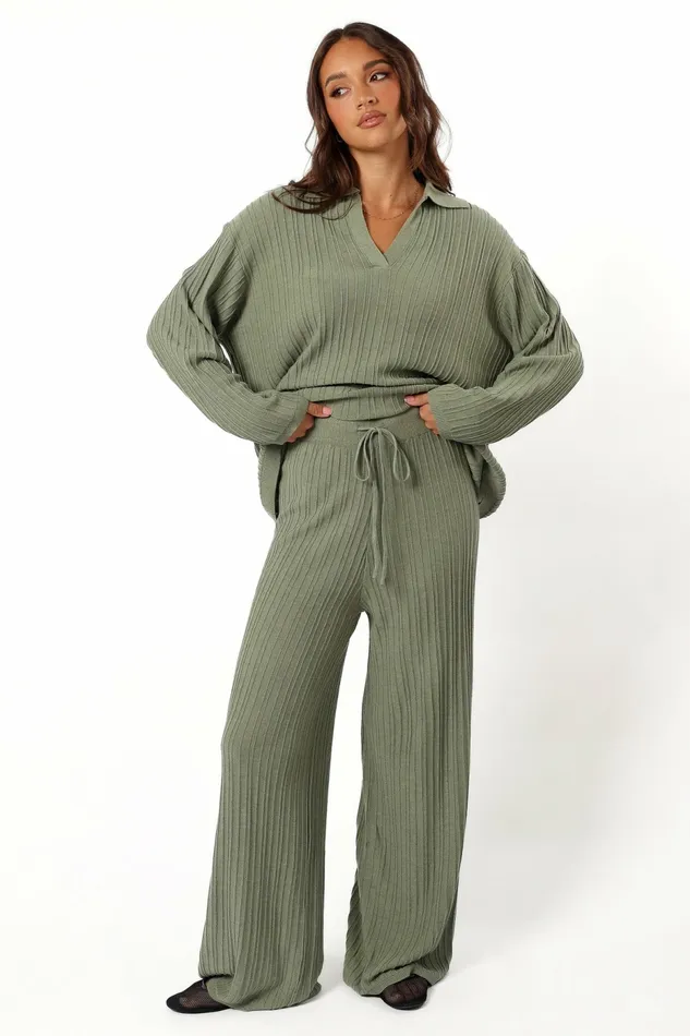 Petal and Pup Loungewear Women Sonole Cable Knit Pant Khaki