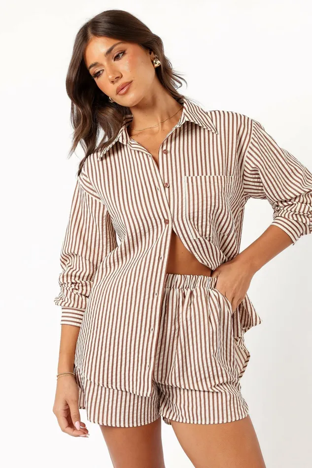 Petal and Pup Matching Sets Women Kennie Top Brown Stripe