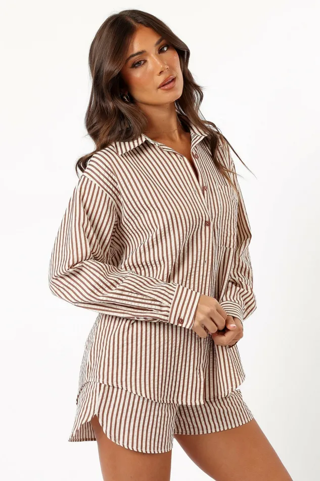 Petal and Pup Matching Sets Women Kennie Top Brown Stripe