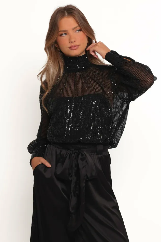 Petal and Pup Stasya Sequin Top Black Women Tops