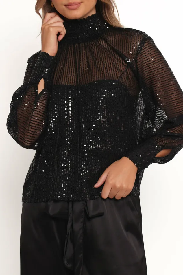 Petal and Pup Stasya Sequin Top Black Women Tops
