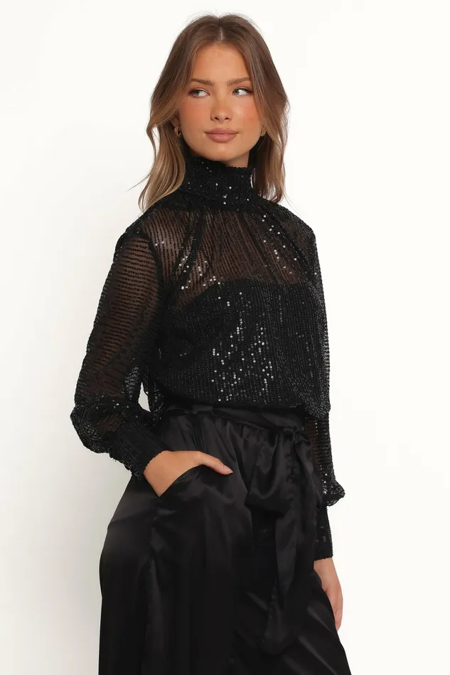 Petal and Pup Stasya Sequin Top Black Women Tops