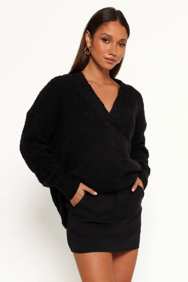 Petal and Pup Sweaters Women Charisma Vneck Knit Sweater Black