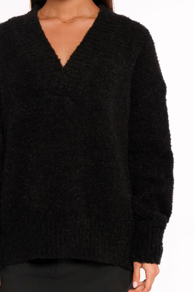 Petal and Pup Sweaters Women Charisma Vneck Knit Sweater Black