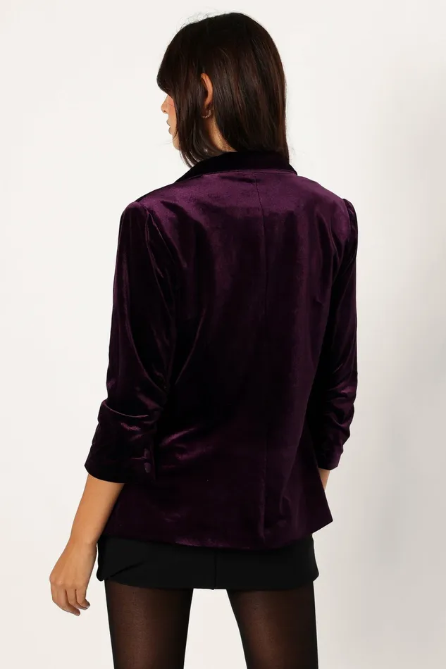 Petal and Pup Vera Velvet Blazer Plum Women Blazers