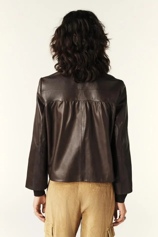 Peter Pan Collar Jacket Milos Brown Women Baandsh Jackets and Coats