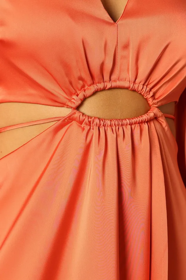 Peyton Long Sleeve Midi Dress Orange Long Sleeve Dresses Petal and Pup Women