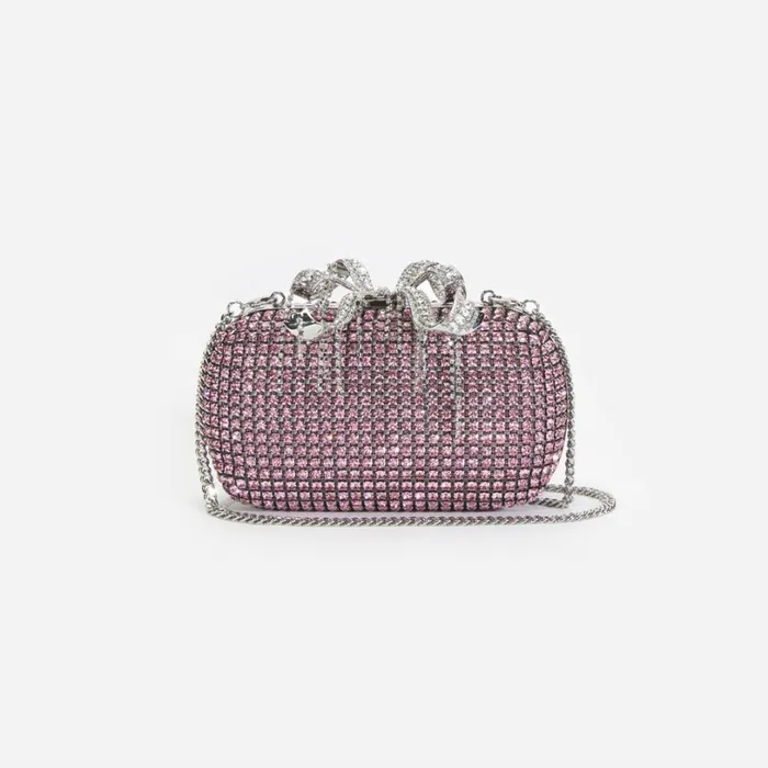 Pink Chainmail Clutch Bag Women Self Portrait Mini Pink Chainmail Clutch Bag Women Self Portrait Mini