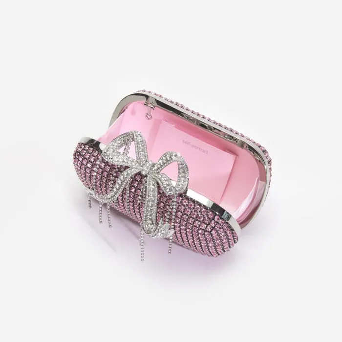 Pink Chainmail Clutch Bag Women Self Portrait Mini Pink Chainmail Clutch Bag Women Self Portrait Mini
