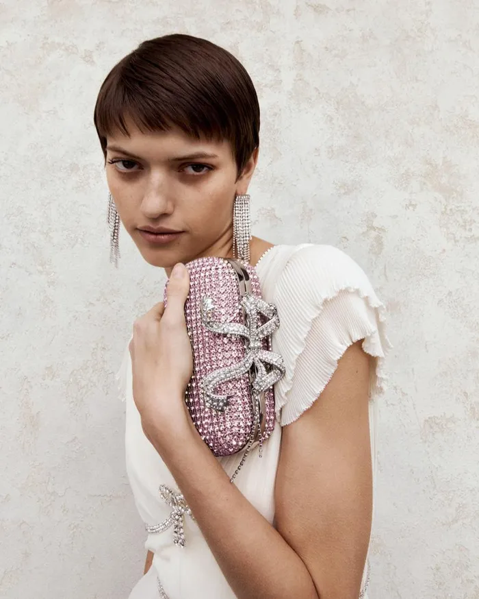 Pink Chainmail Clutch Bag Women Self Portrait Mini Pink Chainmail Clutch Bag Women Self Portrait Mini