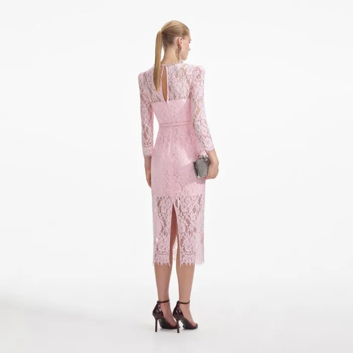 Pink Lace Bustier Midi Dress Women Self Portrait Dresses Pink Lace Bustier Midi Dress Women Self Portrait Dresses