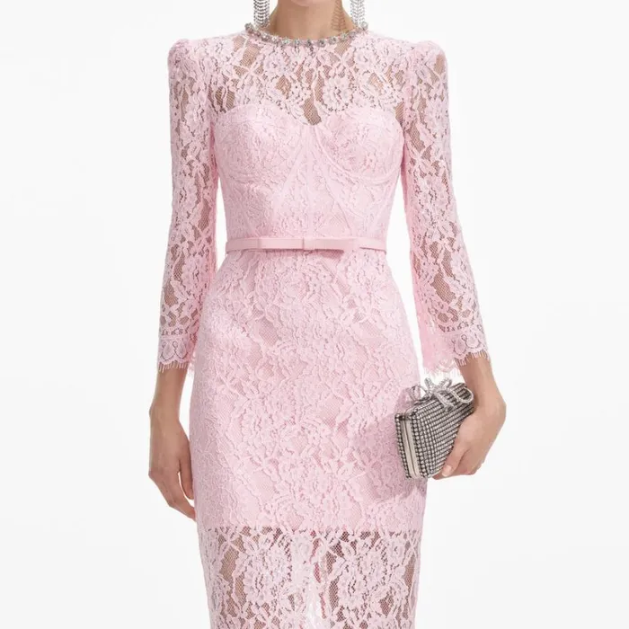 Pink Lace Bustier Midi Dress Women Self Portrait Dresses Pink Lace Bustier Midi Dress Women Self Portrait Dresses