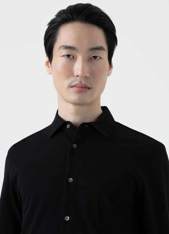 Piqu Shirt Black Men Shirts ussunspel