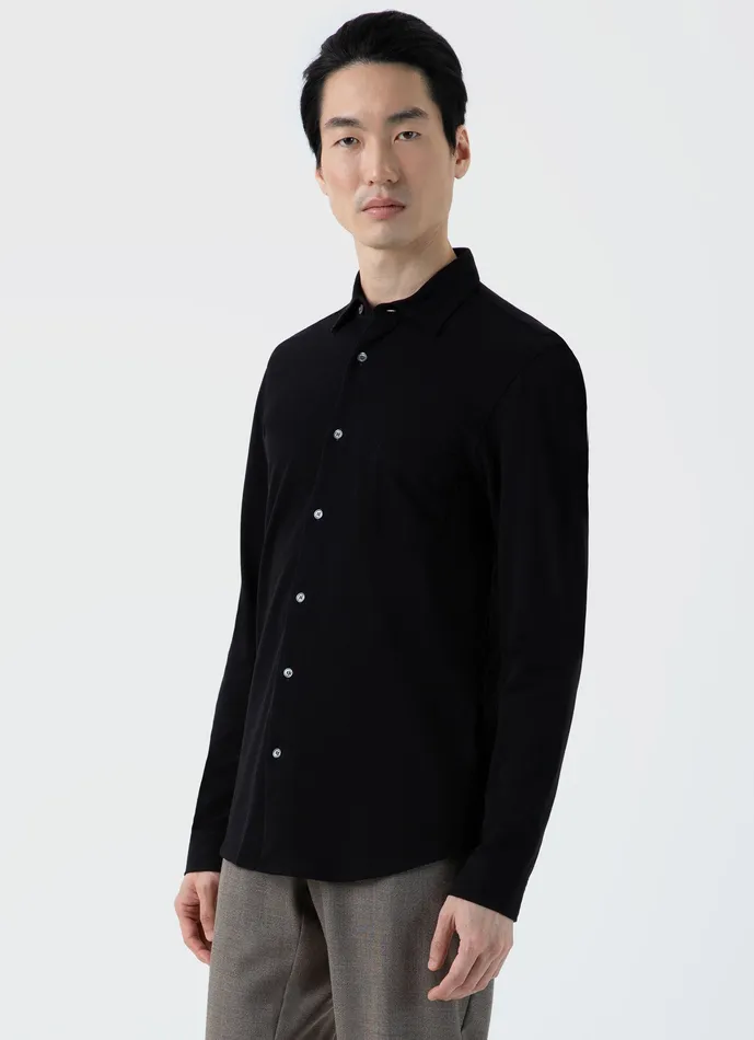 Piqu Shirt Black Men Shirts ussunspel