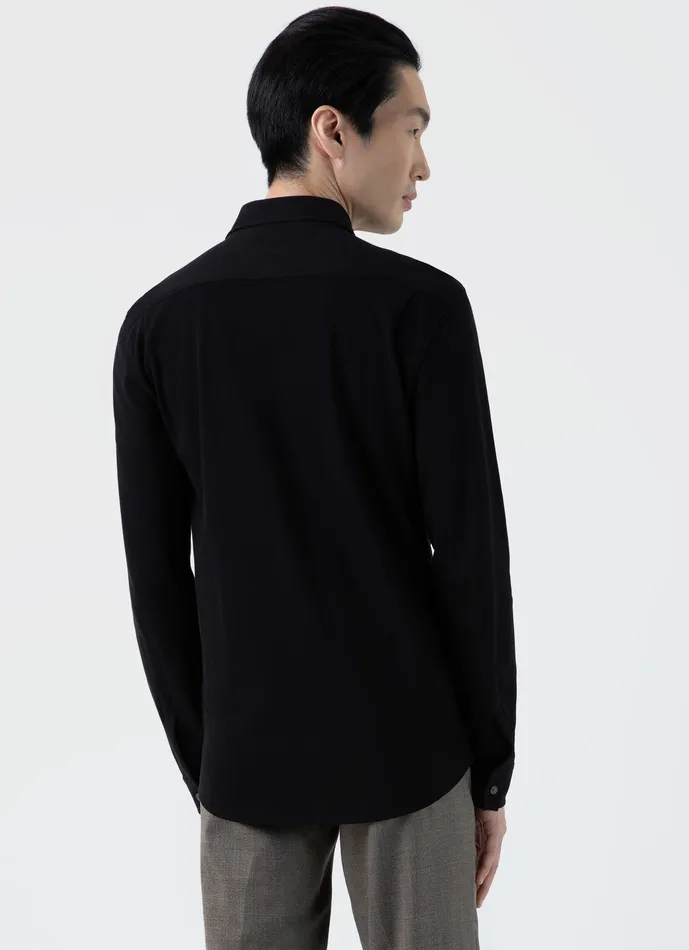 Piqu Shirt Black Men Shirts ussunspel