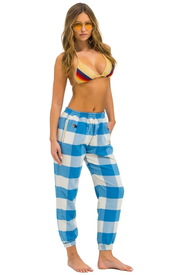 Plaid Lodge Pant 8211 Sky Plaid Women Aviator Nation Sweatpants