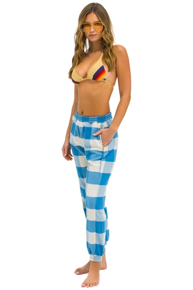 Plaid Lodge Pant 8211 Sky Plaid Women Aviator Nation Sweatpants