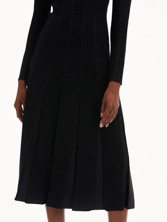 Pleated Inset Knit Dress Black Women Oscar De La Renta Dresses Pleated Inset Knit Dress Black Women Oscar De La Renta Dresses