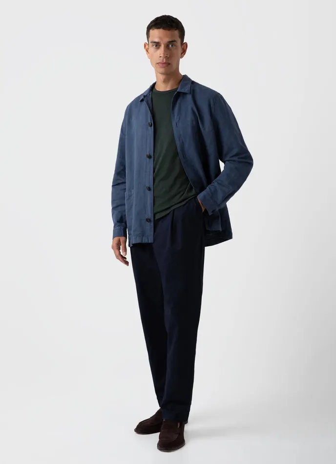 Pleated Twill Trouser Navy Men SUNSPEL Pants