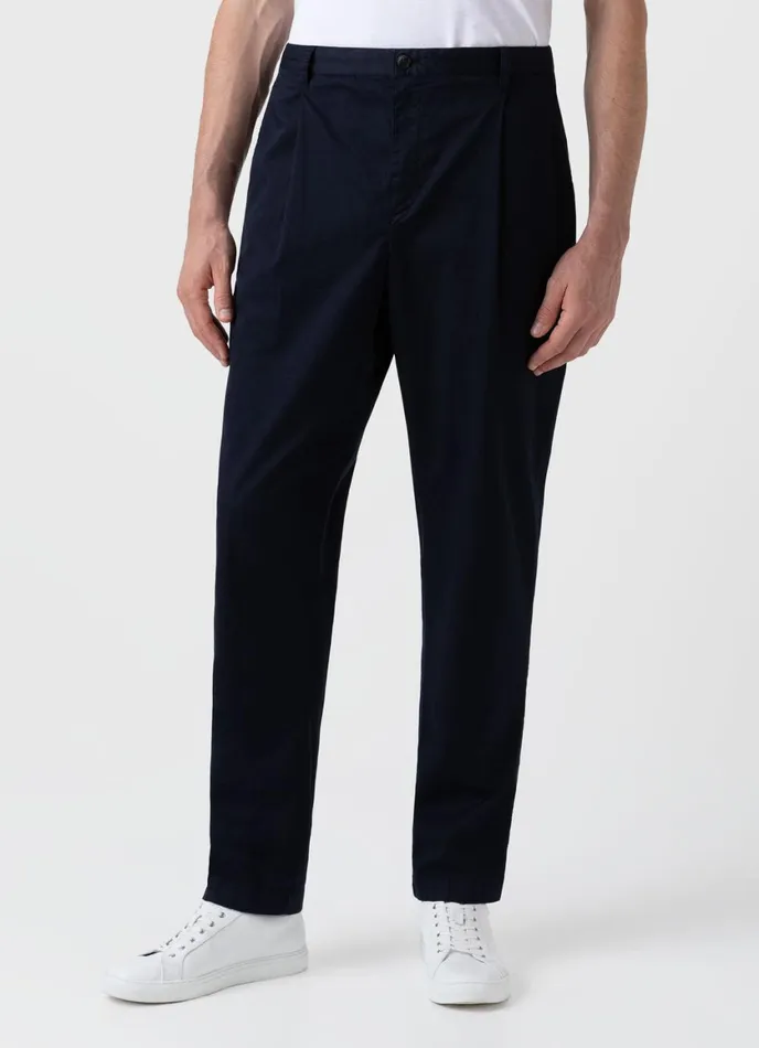 Pleated Twill Trouser Navy Men SUNSPEL Pants