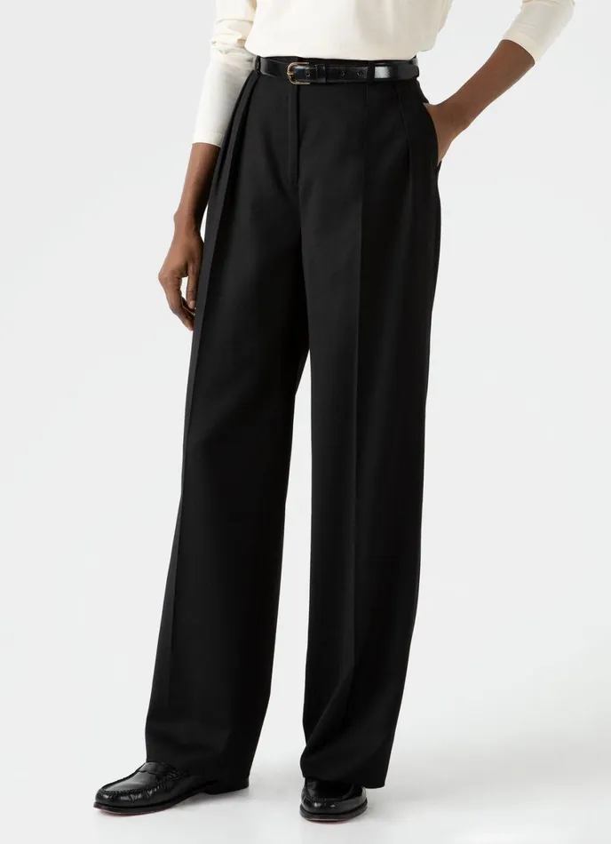 Pleated Wool Trouser Black Women SUNSPEL Pants