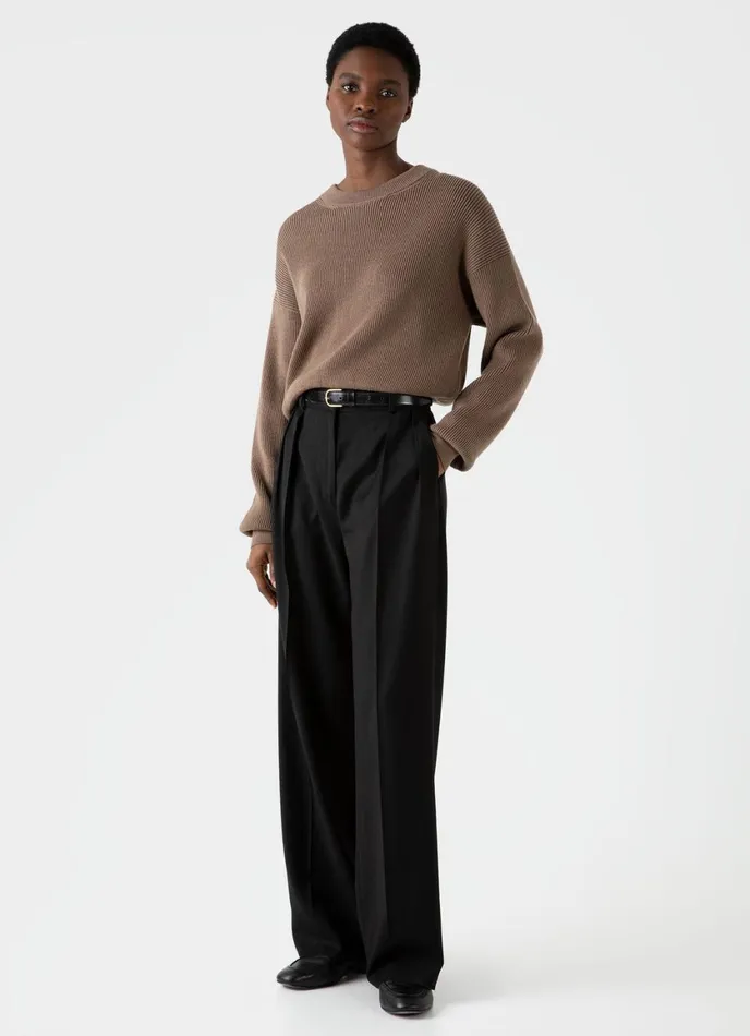 Pleated Wool Trouser Black Women SUNSPEL Pants