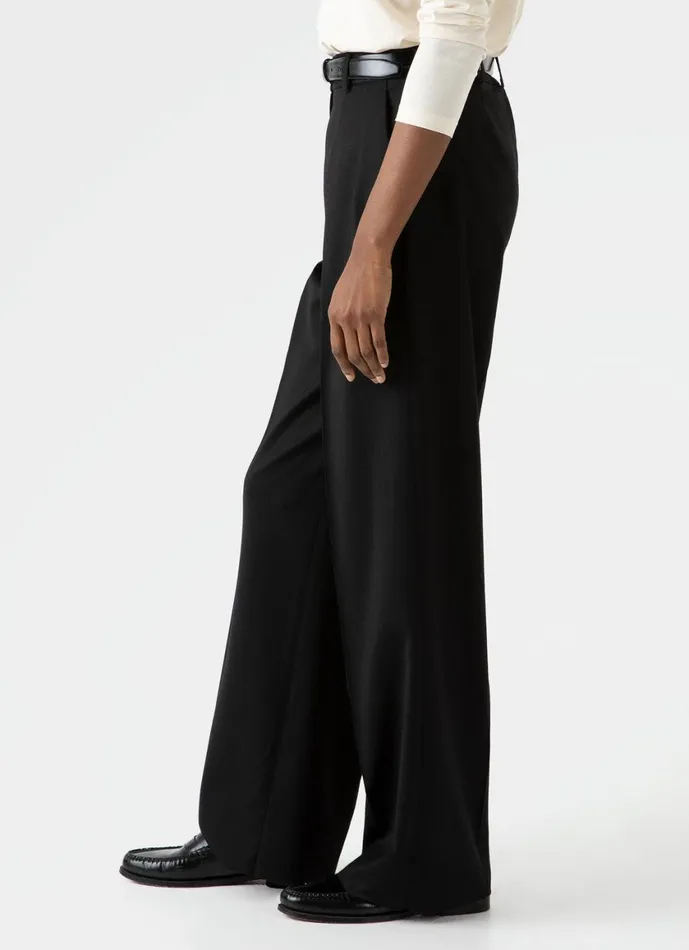 Pleated Wool Trouser Black Women SUNSPEL Pants