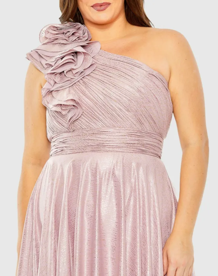 Plus Size Dresses Floral Detail One Shoulder Gown Plus Lilac Mac Duggal Women