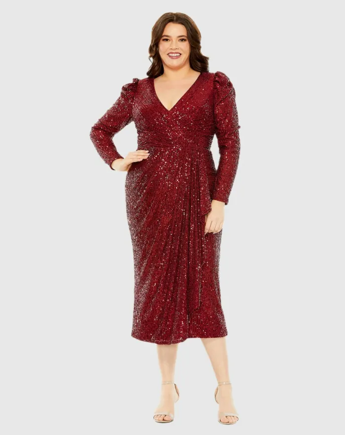 Plus Size Dresses Red Princess Long Sleeve V Neck Sequin Dress Wine 8211 Mac Duggal Women Plus Size Dresses Red Princess Long Sleeve V Neck Sequin Dress Wine 8211 Mac Duggal Women