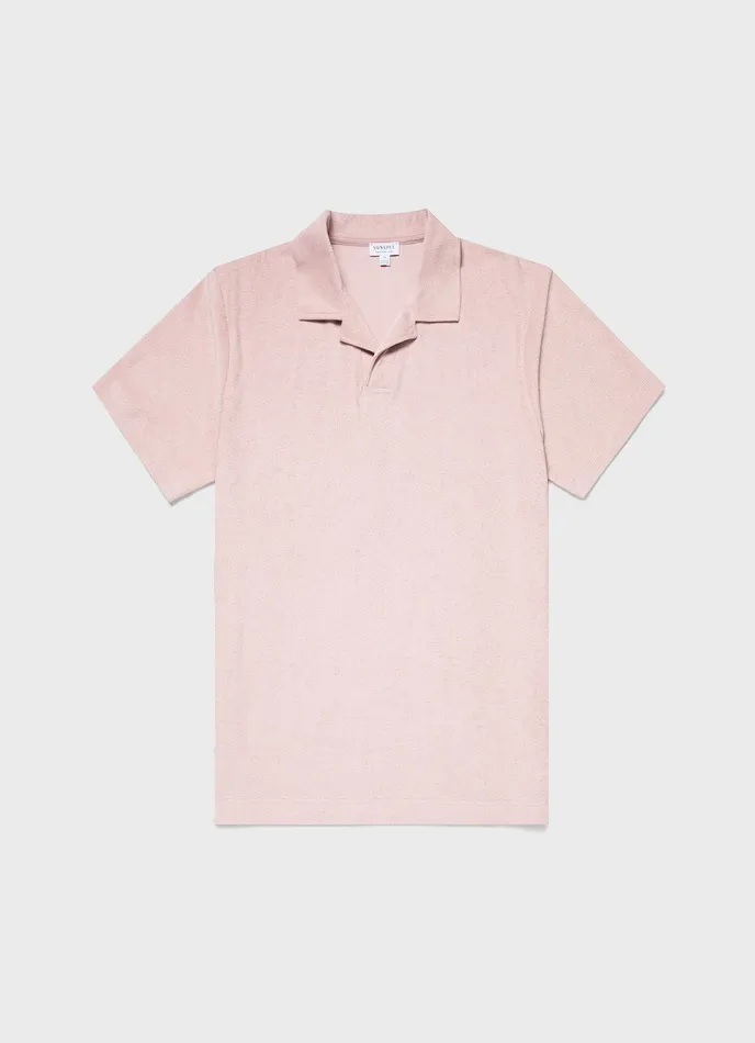 Polo Shirts Towelling Polo Shirt Pale Pink ussunspel Men