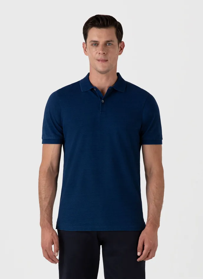 Polo Shirts ussunspel Men Piqu Polo Shirt Real Indigo Polo Shirts ussunspel Men Piqu Polo Shirt Real Indigo