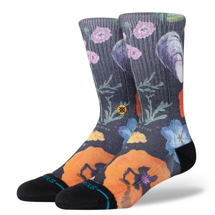Poly Blend Crew Socks Lucias Floral 8211 Black MenWomen Stance Crew