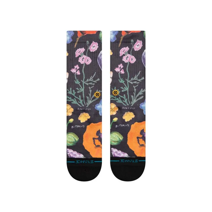 Poly Blend Crew Socks Lucias Floral 8211 Black MenWomen Stance Crew