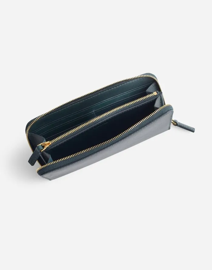 Pouches and Wallets Women Madewell The Essential Continental Zip Wallet In Leather Luxury Forest