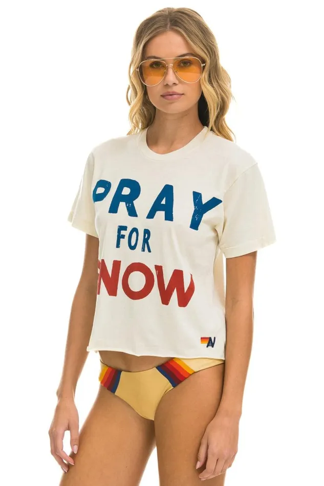 Pray For Snow Boyfriend Tee 8211 Vintage White Women Aviator Nation Tees