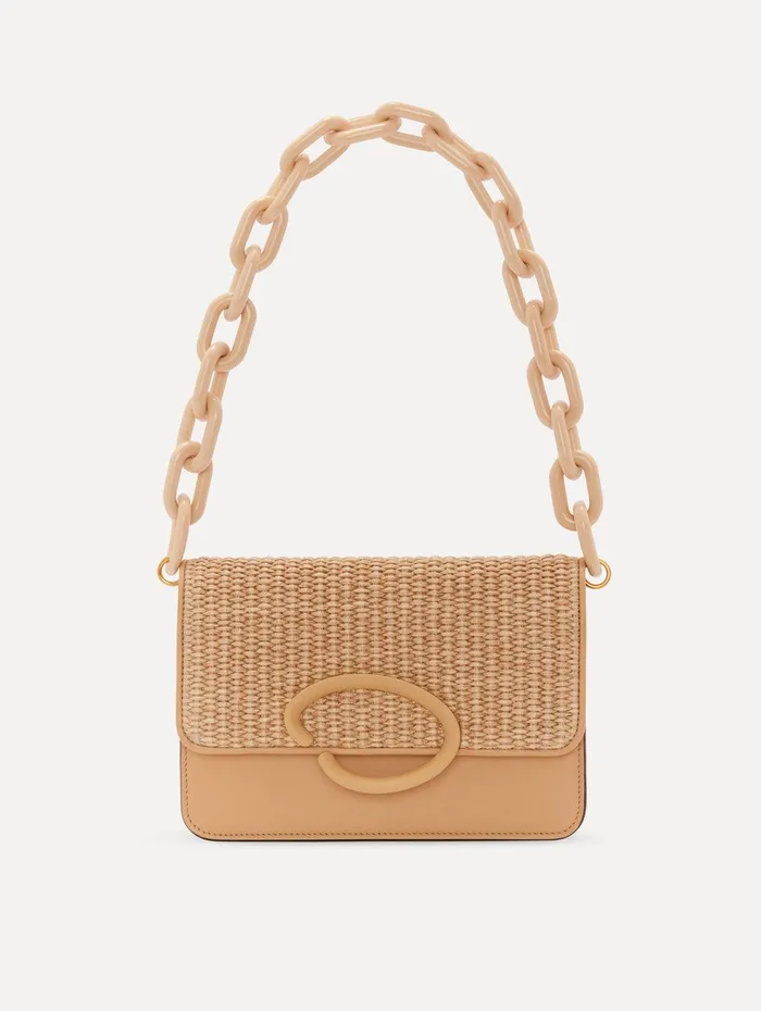 Raffia Woven O Pochette Natural Women Oscar De La Renta Handbags