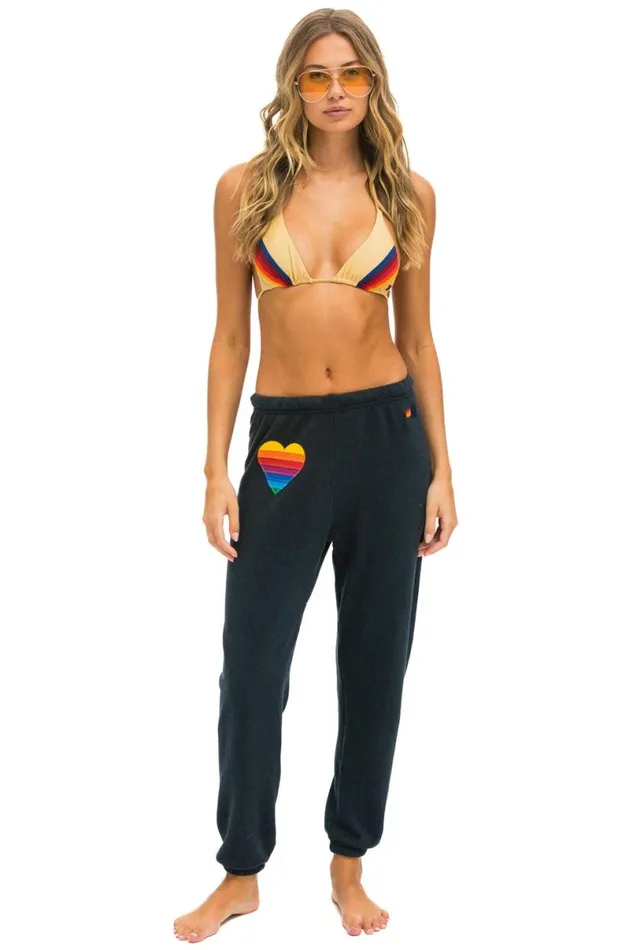 Rainbow Heart Stitch Sweatpants 8211 Charcoal Women Aviator Nation Sweatpants