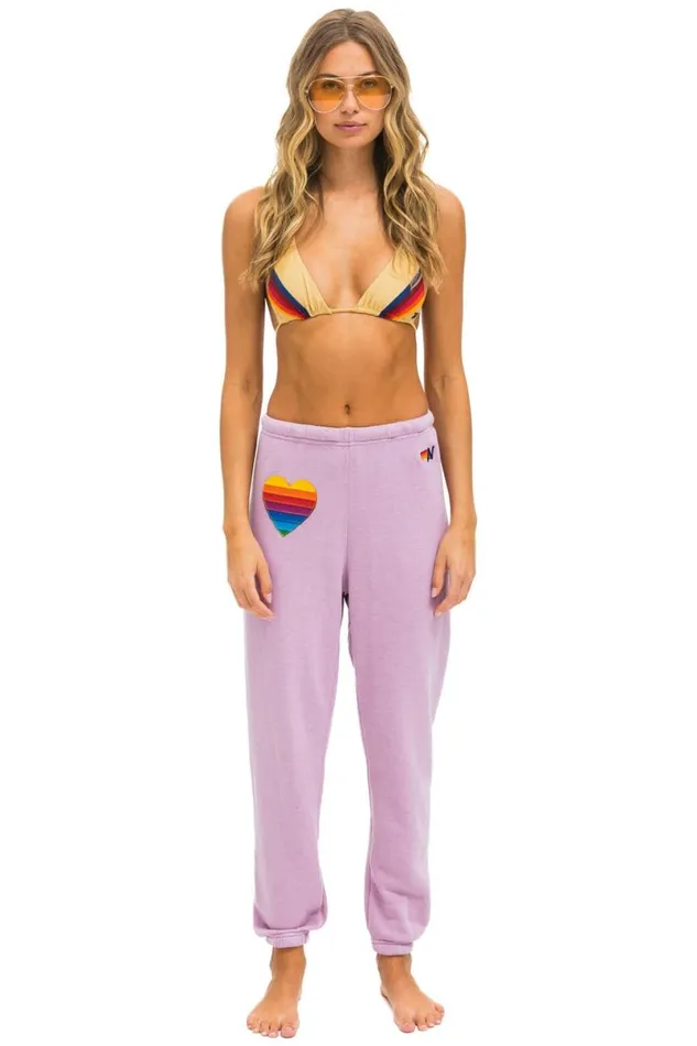 Rainbow Heart Stitch Sweatpants 8211 Mauve Women Aviator Nation Sweatpants