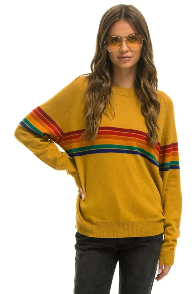 Rainbow Stripe 6 Unisex Light Cashmere Sweater 8211 Harvest Men Aviator Nation Sweatshirts