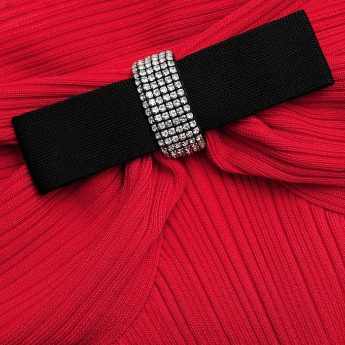 Red Knit Bow Mini Dress Women Self Portrait Dresses Red Knit Bow Mini Dress Women Self Portrait Dresses