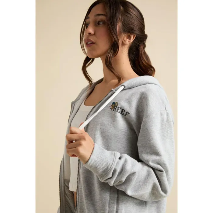 Reef Brittany Fleece Full Zip Heather Grey Women Tops