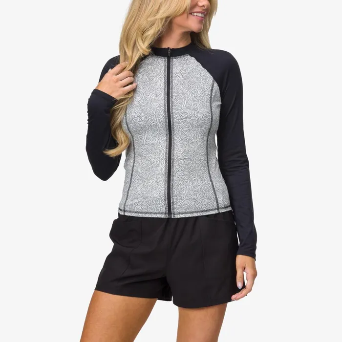 Reef Crest Zip Up Long Sleeve Surf Shirt Upf 40 Marshmallow Lines Women Tops Reef Crest Zip Up Long Sleeve Surf Shirt Upf 40 Marshmallow Lines Women Tops