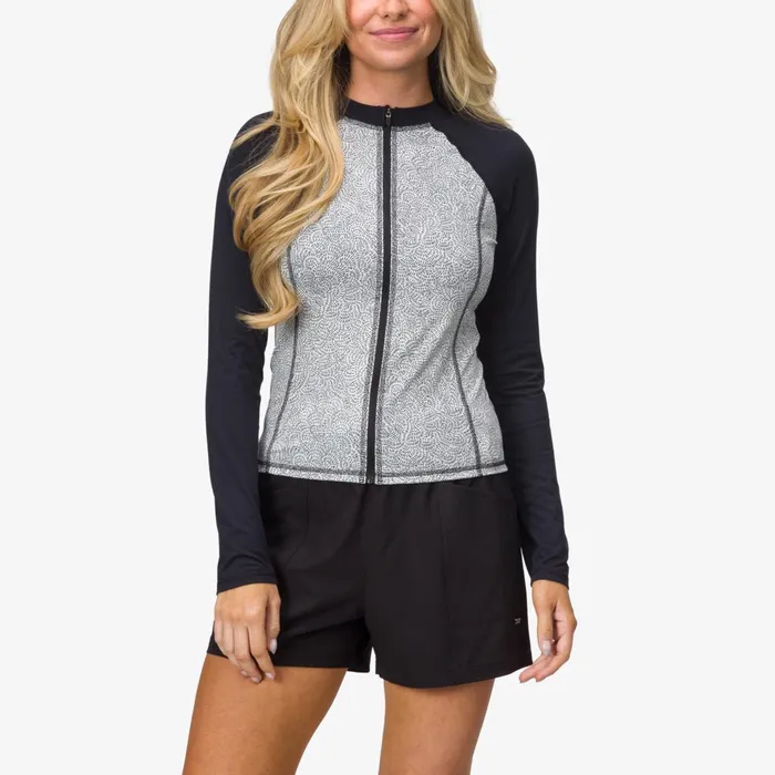 Reef Crest Zip Up Long Sleeve Surf Shirt Upf 40 Marshmallow Lines Women Tops Reef Crest Zip Up Long Sleeve Surf Shirt Upf 40 Marshmallow Lines Women Tops