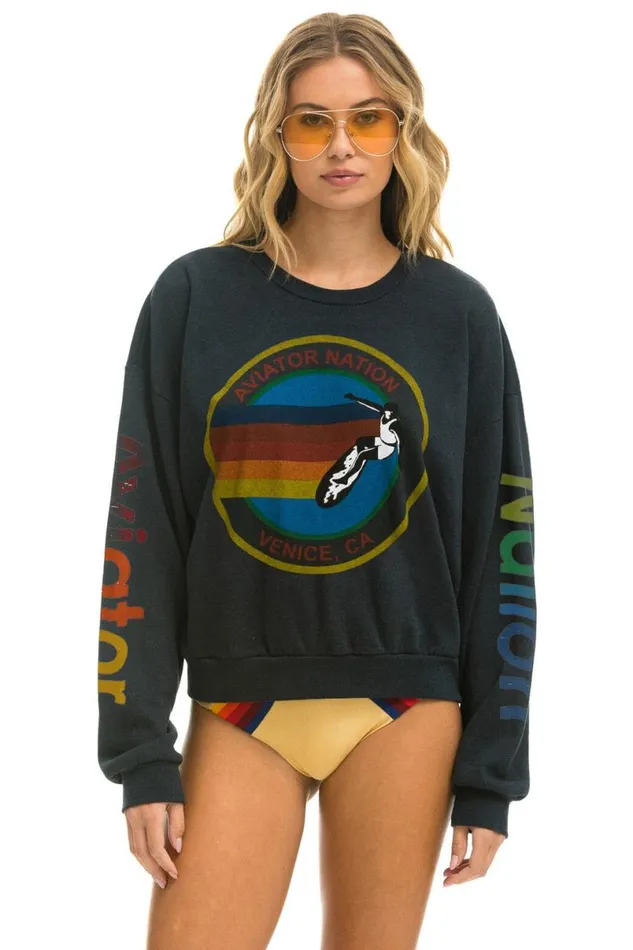 Relaxed Crew Sweatshirt 8211 Charcoal WomenMen Aviator Nation Sweatshirts