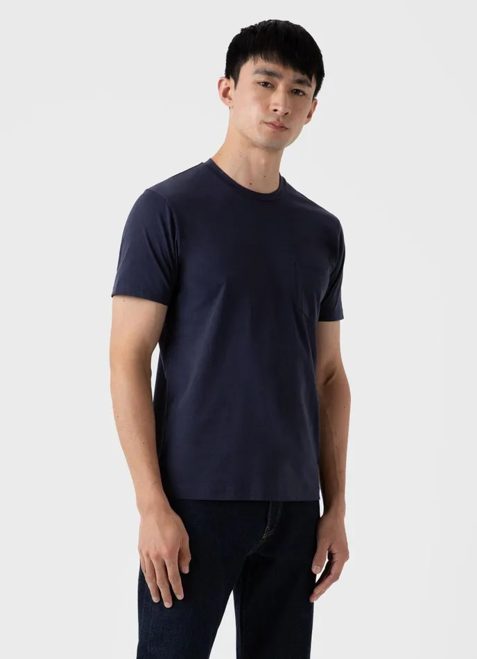 Riviera Midweight Pocket Tshirt Navy Men SUNSPEL Tshirts