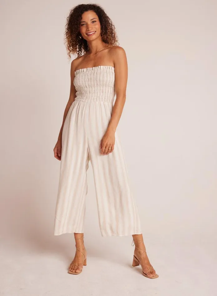 Rompers and Jumpsuits Women Bella Dahl Smocked Strapless Jumpsuit 8211 Playa Sand Stripe Rompers and Jumpsuits Women Bella Dahl Smocked Strapless Jumpsuit 8211 Playa Sand Stripe