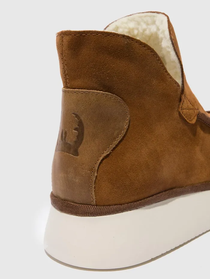 Round Toe Ankle Boots COZE348FLY SUEDERUG COGNAC Women Fly London Ankle Boots