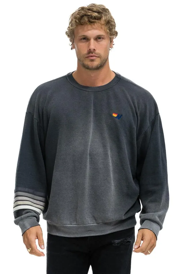Rugby Stitch Relaxed Crew Sweatshirt 8211 Faded Smoke WomenMen Aviator Nation Sweatshirts