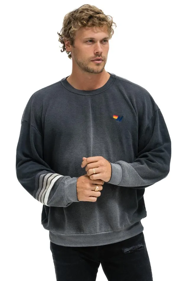 Rugby Stitch Relaxed Crew Sweatshirt 8211 Faded Smoke WomenMen Aviator Nation Sweatshirts